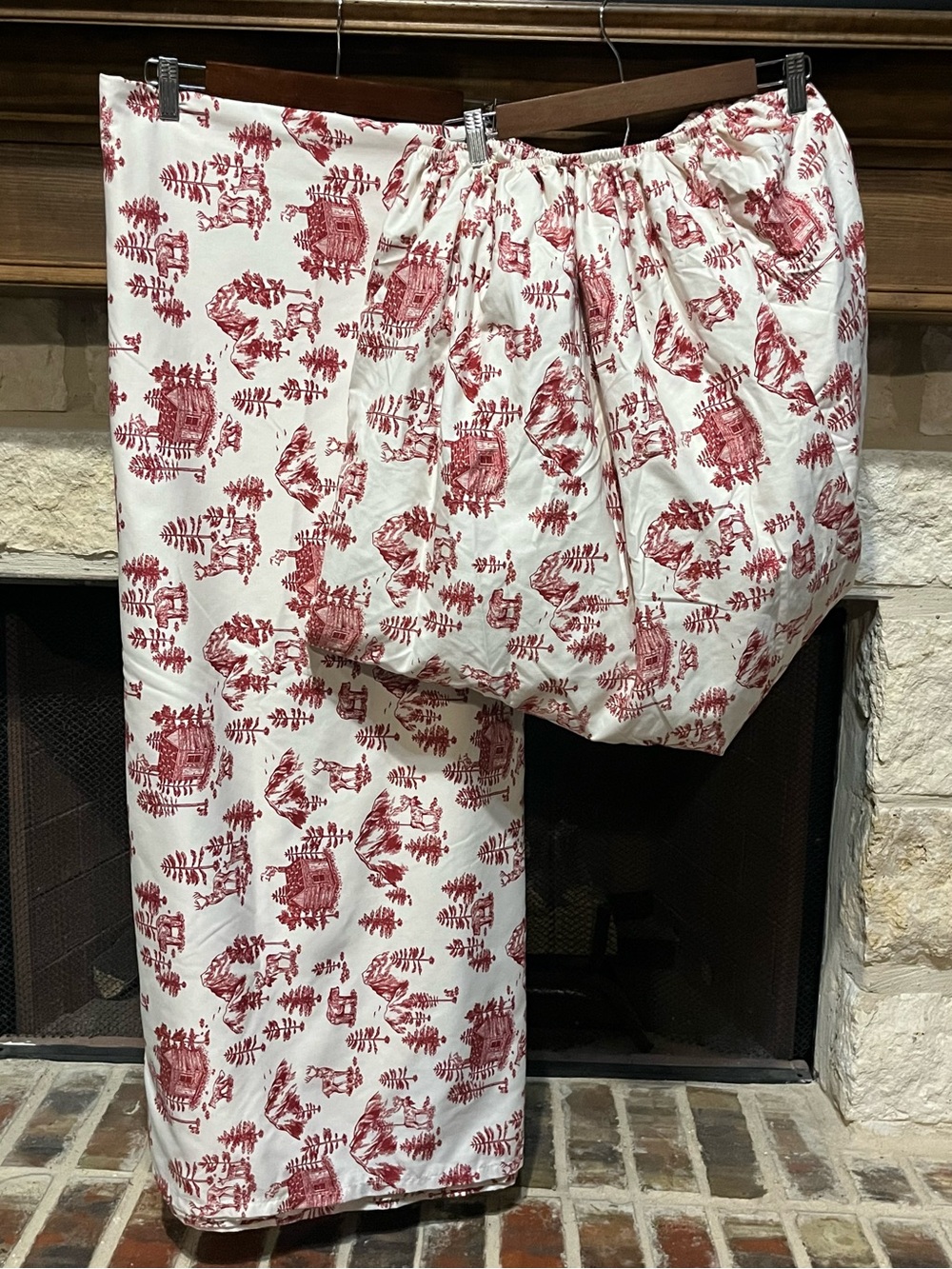 Cuddl Duds Full Size Heavyweight Sheet Set Red Lodge Toile